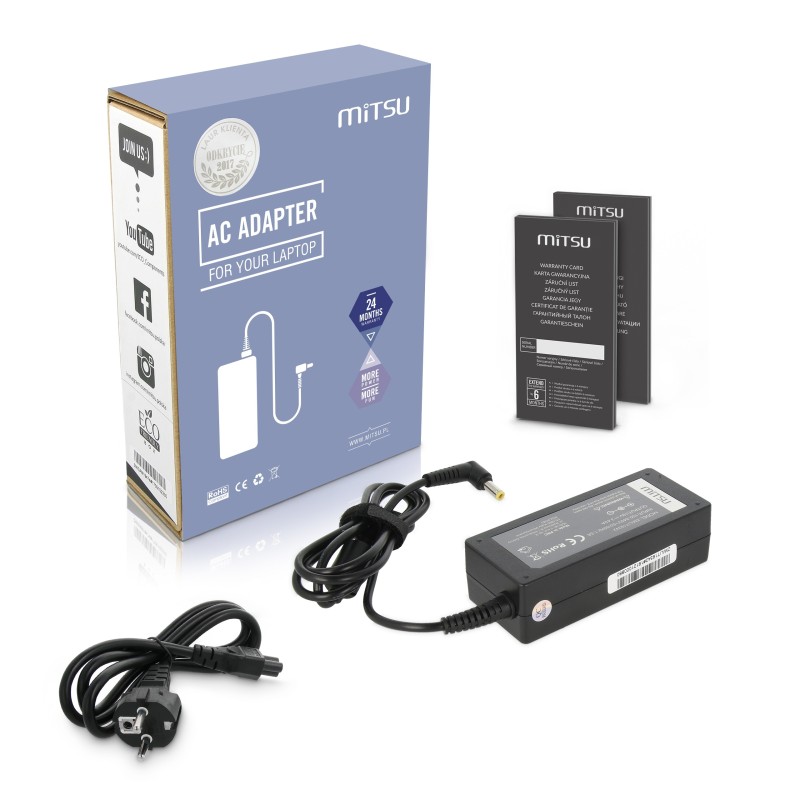 Zasilacz Mitsu 19V 3.42A (5.5x2.5) 65W do Asus, Toshiba, Lenovo, MSI, Zasilacz Mitsu 19V 3.42A (5.5x2.5) 65W do Asus, Toshiba, Lenovo, MSI,