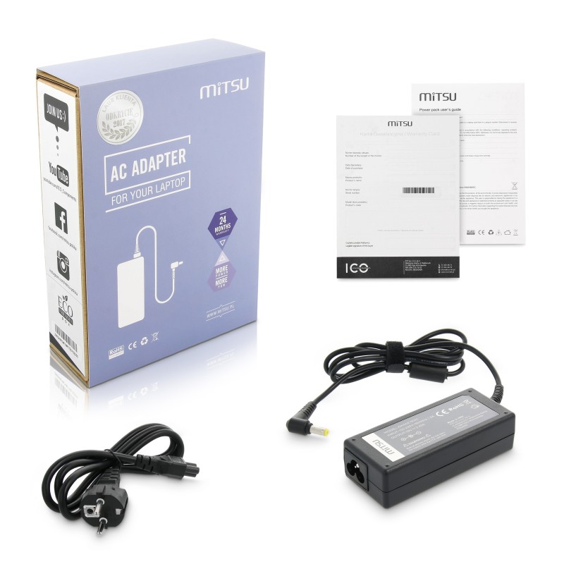 Zasilacz Mitsu 19V 3.42A (5.5x1.7) 65W do Acer, Packard Bell Zasilacz Mitsu 19V 3.42A (5.5x1.7) 65W do Acer, Packard Bell