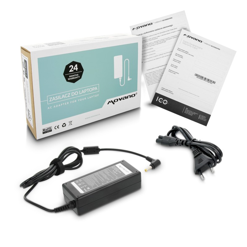 Zasilacz Movano 19V 3.42A (5.5x1.7) 65W do Acer, Packard Bell Zasilacz Movano 19V 3.42A (5.5x1.7) 65W do Acer, Packard Bell